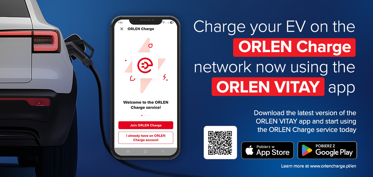 Charging your electric vehicle on the ORLEN Charge network is now available in the ORLEN VITAY app – check it out and try it today.